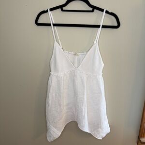 POL White Boho Babydoll Flowy Tank Top S